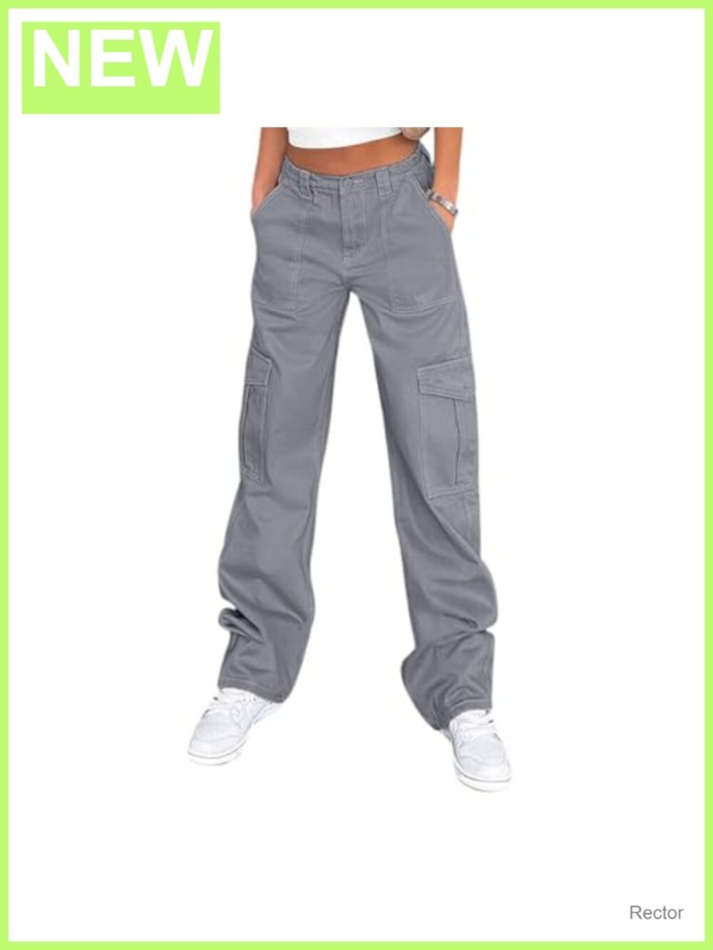 Women's Cotton Cargo Pants High Waisted Wide Leg Y2K Streetwear 6 Pockets